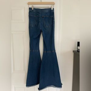 Free People Just Float On Flare Wide Leg Bell Bottom Denim Jeans High Waisted 26